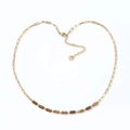 18K gold plated paperclip chain necklace with tiger eye stone beads in stainless steel - Necklace Gold Tiger Eye (YN872G-CFE)