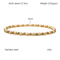 Detail view of 18K gold-plated stainless steel bracelet with 17.3cm length and 4mm beads - Gold (YB-915-G)