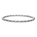 Macro detail of waterproof stainless steel elastic bracelet with mixed shiny and frosted beads - Silver (YB-915-S)