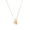 Collana con ciondolo a pesce dorato e perla d'acqua dolce bianca su catena sottile - Collana (YN-792)