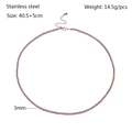 Detail view of rose gold beaded necklace with 3mm stainless steel spheres and lobster clasp - Rose Gold Round Bead (YN-993RG-3mm)