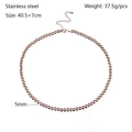 Detailed specs of a 5mm rose gold stainless steel bead necklace with extension chain - Rose Gold Round Bead (YN-993RG-5mm)