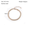 5mm golden stainless steel Cuban NK chain bracelet with lobster clasp and adjustable length - 5mm Width-16.5+4cm Length / Gold