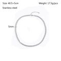 Detailed view of silver stainless steel Cuban link necklace with 5mm width measurements - 5mm Wide (YY1020-S) / Silver
