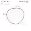Detailed view of golden stainless steel curb chain with size and weight specifications - 5mm Wide (YY1020-G) / Gold