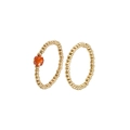 Set de anillos elásticos de cuentas de acero con circonita naranja y acabado dorado - Conjunto de Gorro y Bufanda Café