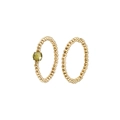Detalle de anillos elásticos de acero inoxidable con circonita amarilla y cuentas de oro - Juego Verde de 2 Piezas