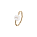 Detail of beaded elastic ring featuring a golden shell disc with the letter X engraving - Letter X (JZ-1088-X)