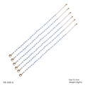 Set of six light blue faceted crystal beaded bracelets with gold plated lobster clasp - Light Blue (YB-048-6)