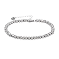 Dettaglio ravvicinato delle perle in acciaio inossidabile diamantate e chiusura a moschettone - Braccialetto di perle / Bracciale Color Acciaio (YB1030-S)
