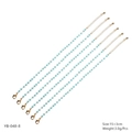 Set of six gold beaded bracelets with turquoise glass crystal beads and 15+3cm length - Lake Blue (YB-048-8)