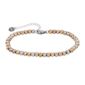 Bracciale a tre toni in acciaio inossidabile con sfere sfaccettate e chiusura a moschettone - Bracciale Colore Misto (YB1030-MIX)