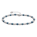 Minimalistisches Edelstahl-Perlenarmband mit blauen und silbernen matten Perlen - Blau Silber Mix (YB-1035-BLU)