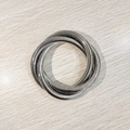 Close-up of triple-layered silver metal bangle with industrial snake bone texture - Silver YB1092S-8mm