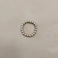 Macro shot of silver beaded elastic ring with polished stainless steel metal spheres - Silver 4mm Men's (JZ-1168S-4mm)