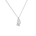 Gros plan du pendentif cactus argenté avec surface texturée sur une chaîne en O chic - Mains en Prière (YN1111-S) / Argent