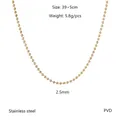 Detail of a gold PVD coated stainless steel ball chain necklace, 2.5mm bead diameter - Ball Chain Necklace (YN-1095G) / Gold (2.5mm)