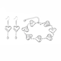 Poliertes Edelstahl-Schmuckset mit Herz-Armband und Ohrringen in glänzendem Silberfinish - Silber Set (YE1082-YB1083-set-S)