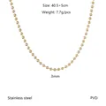 Detail of 3mm golden stainless steel bead chain necklace with 40.5+5cm adjustable length - Ball Chain Necklace (YN-1095G) / Gold (3mm)