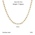 Detail of 4mm gold stainless steel ball chain necklace with 42+7cm extension link - Ball Chain Necklace (YN-1095G) / Gold (4mm)
