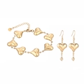 Schmuckset aus 18K vergoldetem Edelstahl mit Herzarmband und passenden Ohrringen - Gold Set (YE1082-YB1083-set-G)