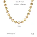 Detailed specs of 8mm gold stainless steel ball chain necklace with 49+7cm length - Ball Chain Necklace (YN-1095G) / Gold (8mm)
