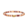 Detail of bohemian colorful heishi bead bracelet with golden metallic bead accents - Mix Nude (YB1131MIX-NUD)