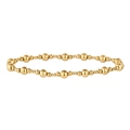 Close-up of golden stainless steel beaded bracelet with alternating round bead sizes - Gold Style (YB1097-G)