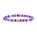 Close-up of bohemian colorful polymer clay beads with a textured golden metal bead detail - Mix Purple (YB1131MIX-PUR)