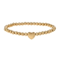 Dettaglio di un bracciale a sfere dorate con un ciondolo a cuore in metallo lucido - Uomo 5mm (YB1132G-5mm Uomo) / Oro