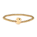Detalle de pulsera de cuentas doradas con un lindo dije de elefante de cerámica y brillo - Oro Elefante Nude