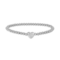 Dettaglio di un braccialetto a sfere d'argento con un ciondolo a cuore lucido - Donna 4mm (YB1132S-4mm) / Argento