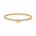 Dettaglio del bracciale a sfere placcato oro con ciondolo a cuore in metallo lucido - Donna 4mm (YB1132G-4mm) / Oro