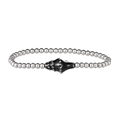 Detalle de pulsera de cuentas con esferas de acero titanio plateado y amuleto de concha - Plata Negro Caracola (YB1117S-BLK)