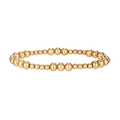 Dettaglio di un bracciale in acciaio placcato oro lucido con perline di dimensioni alternate - Oro