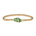 Detalle de la pulsera de cuentas doradas resistente al agua con concha de cerámica - Dorado Verde Caracola (YB1117G-GRN)