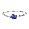 Macro detail of waterproof beaded bracelet featuring blue turtle ceramic charm - Silver Blue Turtle (YB1118S-BLU)