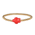 Detail of beaded bracelet featuring gold metallic beads and a red cloud ceramic charm - Gold Red Turtle (YB1118G-RED)
