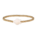 Detail of beaded marine bracelet featuring a white sea turtle and gold finish beads - Gold White Turtle (YB1118G-WHT)
