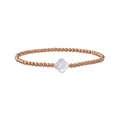 Detail of rose gold beaded bracelet featuring a white mother-of-pearl clover charm - Rose Gold (YB1133-RG)