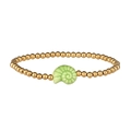 Macro detail of gold beaded bracelet with a light green ceramic nautilus shell charm - Gold Green Conch (YB1119G-GRN)