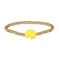 Close-up of a gold-beaded bracelet featuring a bright yellow shell charm on white background - Gold Yellow Conch (YB1119G-YEL)