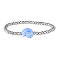 Detailed view of silver beaded bracelet with a light blue ceramic conch shell pendant - Silver Blue Conch (YB1119S-LBL)
