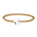 Detail of a beaded bracelet with gold luster beads and a white ceramic duck charm - Gold White Duck