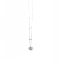 Macro view of silver shell pendant with detailed line texture and beaded chain - Silver Scallop Style (YN1053-H-S)