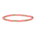 Détail de perles roses mates et de perles dorées miroir sur un bracelet indien - Rose (Perles Dorées)