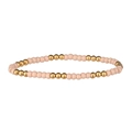 Détail d'un bracelet perlé avec alternance de perles en résine nude et de billes dorées - Chair (Perles Dorées)