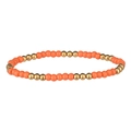 Detalle de cuentas naranjas mate alternadas con cuentas doradas en una pulsera moderna - Naranja Brillante (Cuentas Doradas)