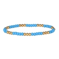 Vue détaillée du bracelet bohème avec perles en acier inoxydable bleu ciel mat et doré - Bleu Ciel (Perles Dorées)