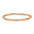 Détail de perles mates roses et dorées sur un bracelet élastique de style bohème chic - Rose Orangé (Perles Dorées)